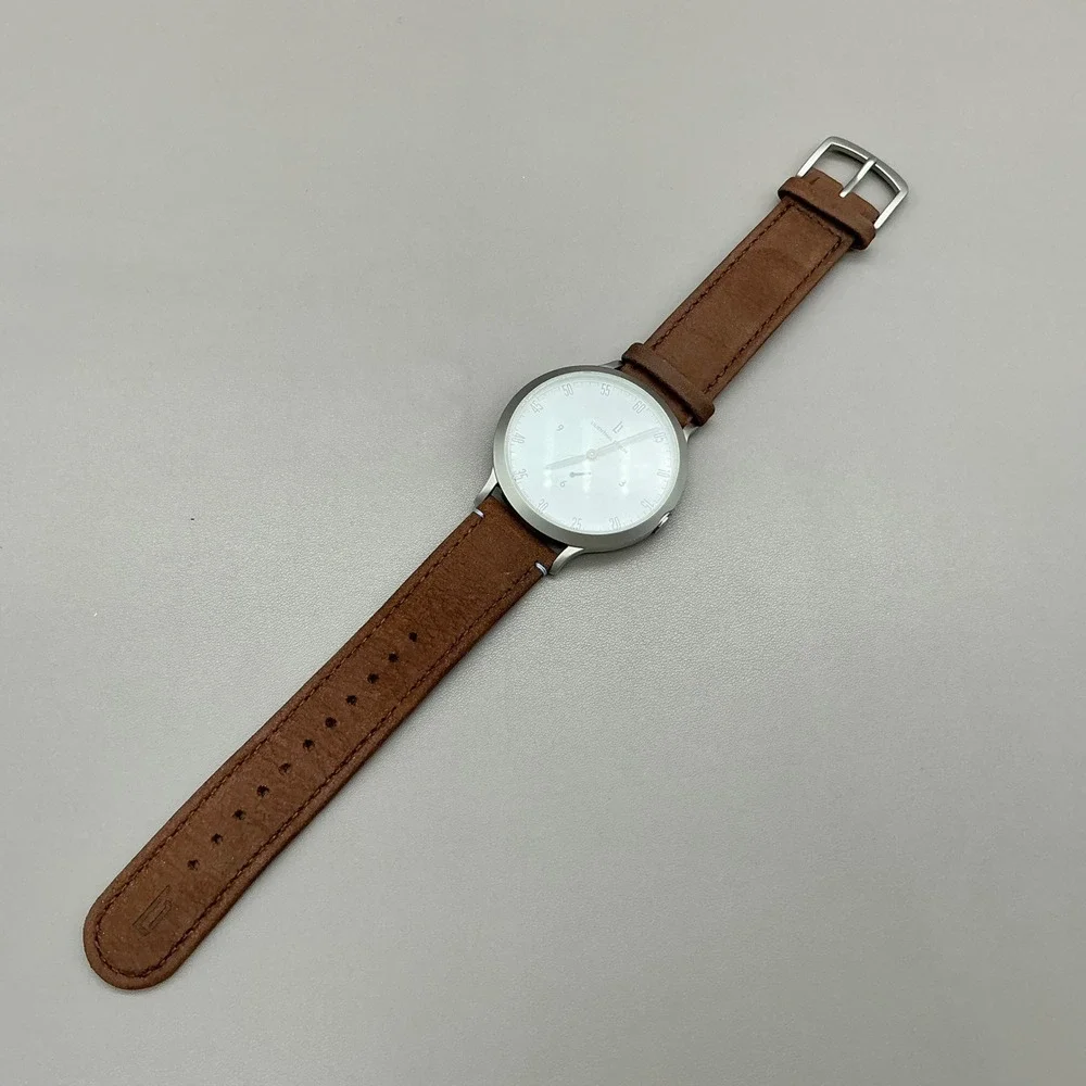 Lilienthal Berlin Watch Mens Silver Tone Brown Leather Quartz L1 NEW BATTERY